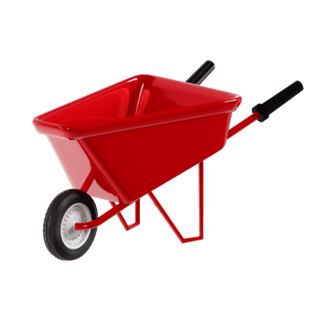 A red wheelbarrow 3d render illustration png