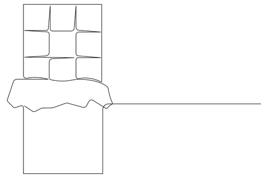 Continuous one line drawing of chocolate bar, Sweet candy hand drawn illustration vector