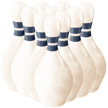 Common types of pin bowling include ten pin png