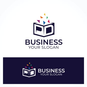 Creative letter P D pixel Box Logo Design vector