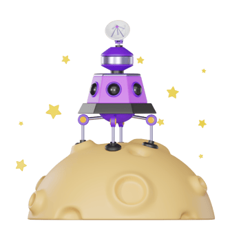 Space odyssey of capsule for astronautical adventures. 3D render png