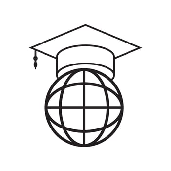 globe with graduation cap, icon vector