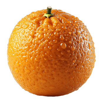 close view of orange fruit with water drop ,transparent background png