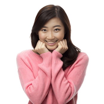 Portrait of a Smiling Woman Wearing a Pink Sweater on Transparent Background png