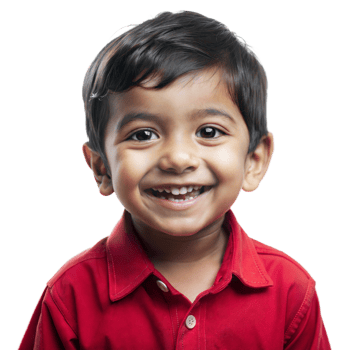 Smiling Young Boy In Red Shirt Portrait on Transparent Background png