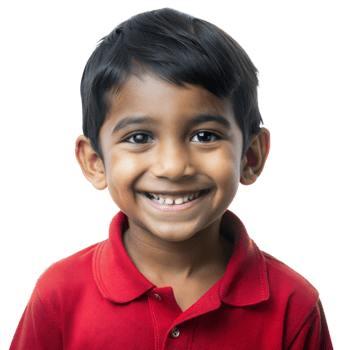 Smiling Young Boy Wearing Red Polo Shirt on Transparent Background png