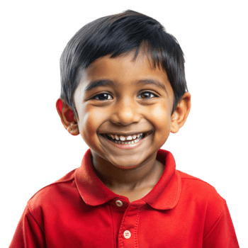 Smiling Young Boy Wearing Red Polo Shirt on Transparent Background png