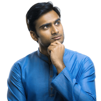Thoughtful Young Man Wearing Blue Kurta Against on Transparent Background png