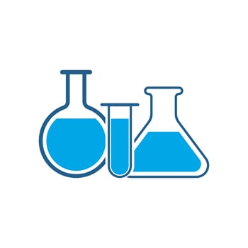 four testing tubes with different color chemicals, icon vector