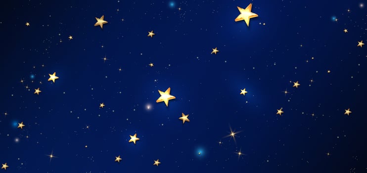 Abstract luxury golden stars on dark blue background with lighting effect and spakle. Template premium award design. vector