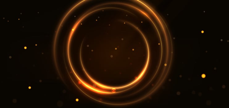 Abstract luxury golden circles lines overlapping on dark blue background with lighting effect and sprkle. Template premium award design. vector