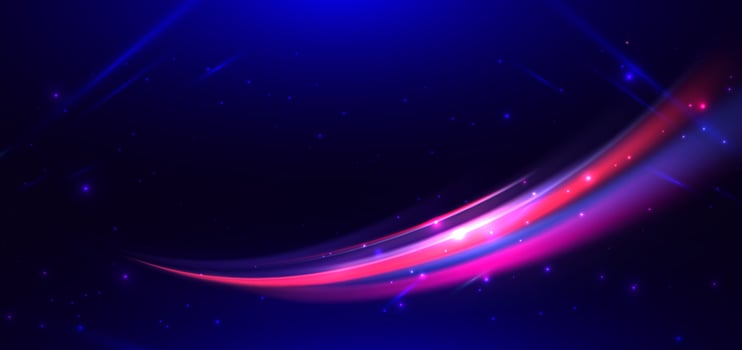 Abstract futuristic neon light curved red and blue on dark blue background. vector