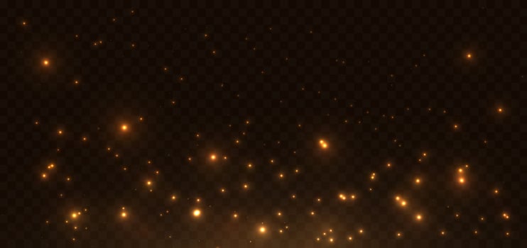 Abstract lighting effect dot neon gold light ray on on dark transparent background. vector
