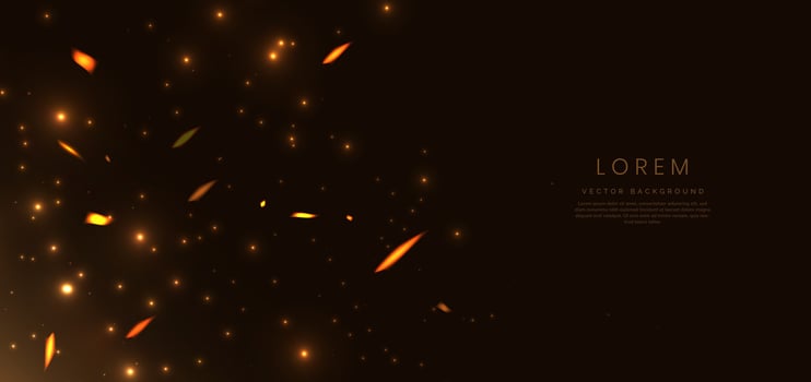 Abstract lighting effect dot neon gold light sparkle on on dark brown background. vector