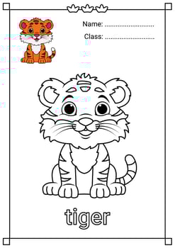 Cute Tiger Coloring Page for Kids vector