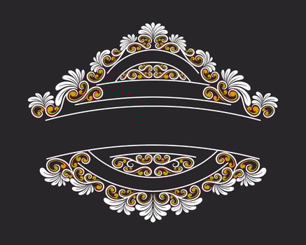Vintage Baroque Victorian frame border monogram floral engraved scroll ornament vector