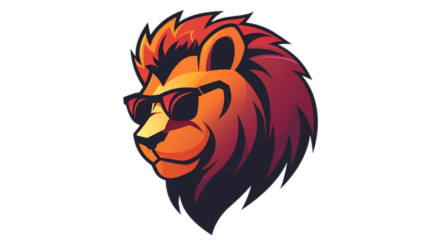 lion head with sunglasses on transparent background png