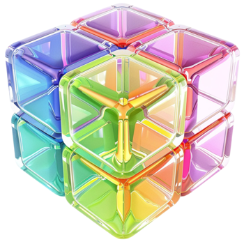 a cube with many different colors on it png