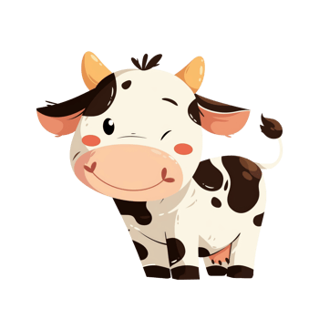 Illustration of cute cow cartoon character png
