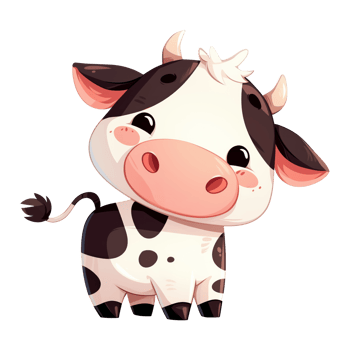 Cute cow cartoon illustration png