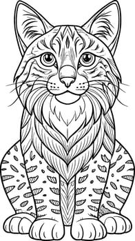 Colouring Page for Kids - Bobcat - Black and White Line Art vector