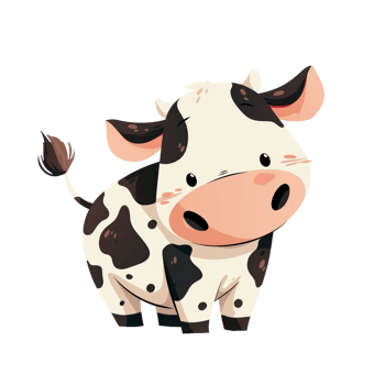 Cute little cow character illustration png