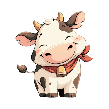 Little happy cow cartoon illustration png