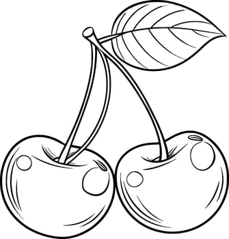 Colouring Page for Kids - Cherry - Black and White Line Art vector
