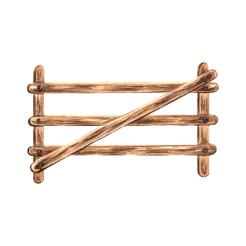 Wooden fence, gates country house. Timber border for farm. Hand drawn watercolor illustration isolated. Horse barrier facade. Countryside hedge. Clip art for sticker, scrapbooking, invitation, card. png