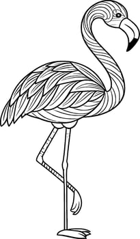 Coloring Page for Kids - Flamingo - Black and White Line Art vector