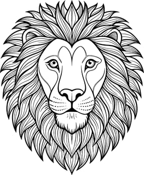 Coloring Page for Kids - Lion Portrait - Black and White Line Art vector