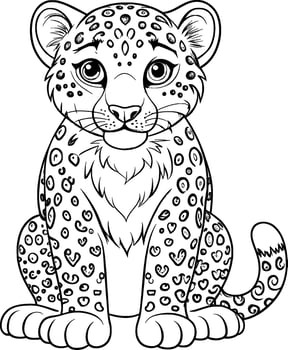 Coloring Page for Kids - Snow Leopard - Black and White Line Art vector