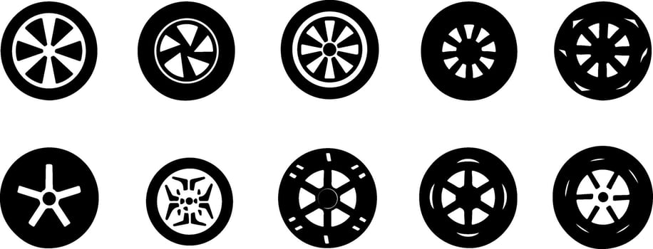 Black and white silhouette wheels for car vector
