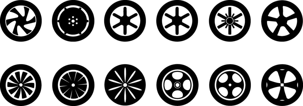 Black and white silhouette wheels for car vector