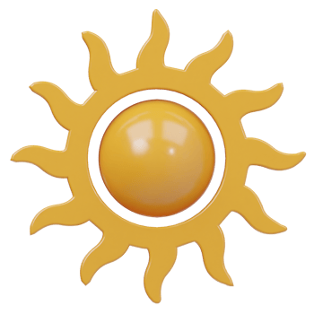 Sun icon 3d render illustration png