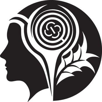 mental health logo illustration black and white vector