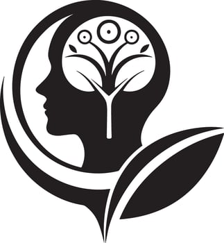 mental health logo illustration black and white vector