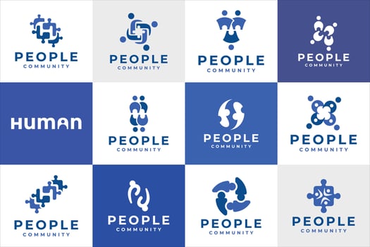 People Group Team work Logo design collection set creative modern minimal concept for business use vector