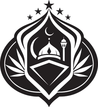 islamic logo design black and white illustration vector