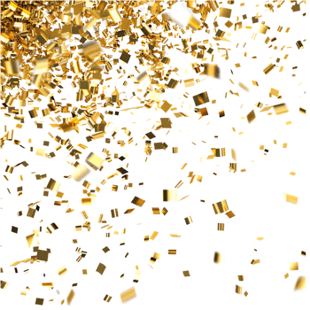 Golden Confetti in Air on Transparent Background png