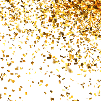 Golden Confetti in Air on Transparent Background png