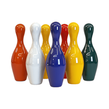 Colorful Wooden Bowling Pawns on Transparent Background png