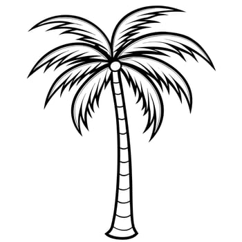 tall palm tree outline coloring book page line art illustration digital drawing vector