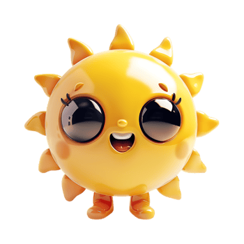 Cute Sun Smiling on Transparent Background png