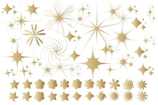Star sparkle icon. Futuristic shapes. Christmas stars icons. Flashes from fireworks vector