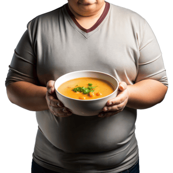 Person holding bowl of delicious soup on transparent background png