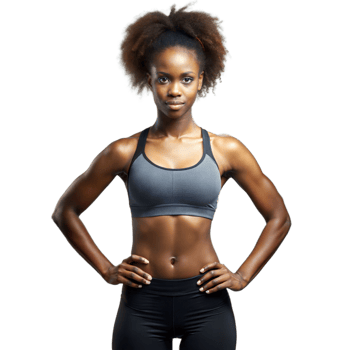 Confident athletic woman in sportswear on transparent background png