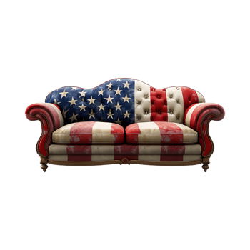 USA Flag on Sofa on Transparent Background png
