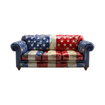 USA Flag on Sofa on Transparent Background png