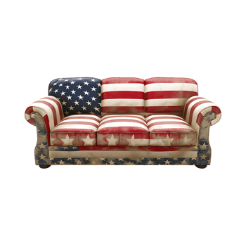 USA Flag on Sofa on Transparent Background png